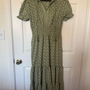 Max Studio Olive Patterned Midi Dress